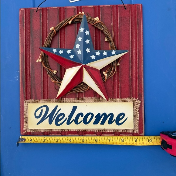 NWT American Welcome Decor Hanging Star and Stripe Sign for Wall/Door - Picture 5 of 5